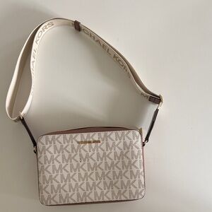 Michael Kors Beige and Brown Logo Crossbody Bag